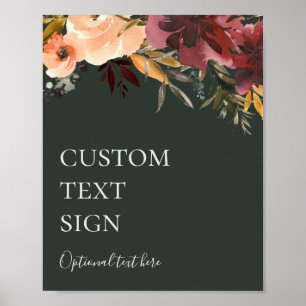 Burgundy Floral   Groene kaarten en cadeautjes op  Poster