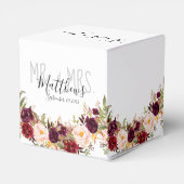 Burgundy Floral Hand Lettered Chic Rustic Wedding Bedankdoosjes (Achterkant)