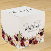 Burgundy Floral Hand Lettered Chic Rustic Wedding Bedankdoosjes