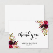 Burgundy Floral Hartelijk dank Bedankkaart (Voorkant / Achterkant)
