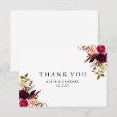 Burgundy Floral Hartelijk dank Bedankkaart (Voorkant / Achterkant)