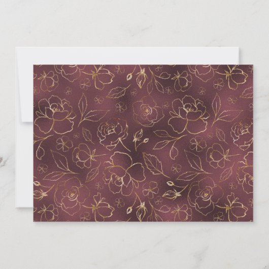 Burgundy Floral Hartelijk dank Bedankkaart (Achterkant)