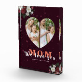 Burgundy floral Heart Shaped Gift for Moederdag Fotoblokken (Rechts)