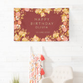 Burgundy Floral Heart - Shaped Happy Birthday Spandoek (Insitu)