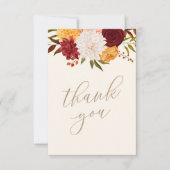 Burgundy Floral Herfst Baby shower Bedankkaart (Voorkant)