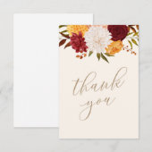 Burgundy Floral Herfst Baby shower Bedankkaart (Voorkant / Achterkant)