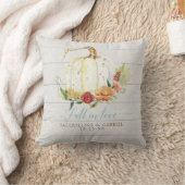 Burgundy Floral Herfst in Love White Pumpkin Weddi Kussen (Deken)