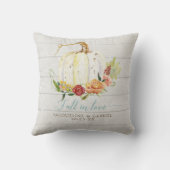 Burgundy Floral Herfst in Love White Pumpkin Weddi Kussen (Achterkant)