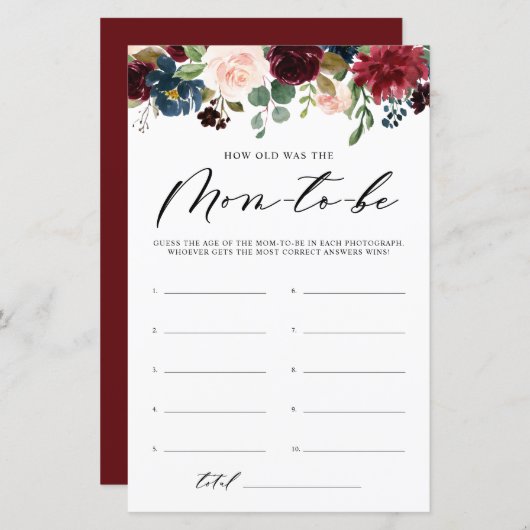 Burgundy Floral hoe oud het was van het schoenensp (Voorkant / Achterkant)