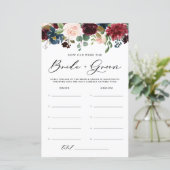 Burgundy Floral Hoe oud was Bride en Groom Game (Staand voorkant)