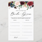 Burgundy Floral Hoe oud was Bride en Groom Game (Voorkant)