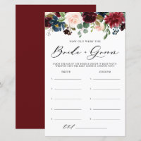 Burgundy Floral Hoe oud was Bride en Groom Game
