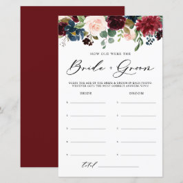 Burgundy Floral Hoe oud was Bride en Groom Game