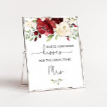 Burgundy floral Hoeveel kissers vrijgezellenfeest  Poster<br><div class="desc">Burgundy floral hoeveel kisses vrijgezellenfeest spel. Overeenkomende objecten beschikbaar.</div>