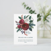 Burgundy Floral Holly Corporate kerst Briefkaart (Staand voorkant)