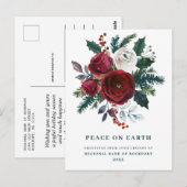 Burgundy Floral Holly Corporate kerst Briefkaart (Voorkant / Achterkant)