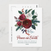 Burgundy Floral Holly Corporate kerst Briefkaart (Voorkant / Achterkant)