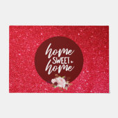 Burgundy Floral Home Sweet Home Home Deurmat (Voorkant)