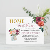 Burgundy Floral Home Sweet Home Housewarming Kaart (Staand voorkant)