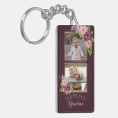 Burgundy Floral Ik hou van je oma fotocollage Sleutelhanger (Voorkant Links)