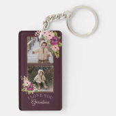 Burgundy Floral Ik hou van je oma fotocollage Sleutelhanger (achterkant)