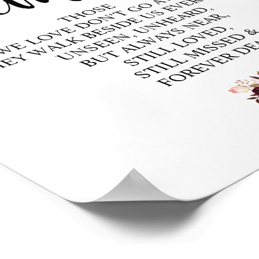 Burgundy floral in Loving Memory Memorial Sign Poster (Hoek)
