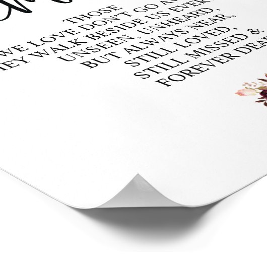 Burgundy floral in Loving Memory Memorial Sign Poster (Hoek)