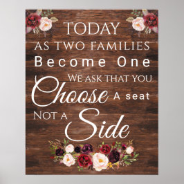 Burgundy Floral Kies een stoel Poster