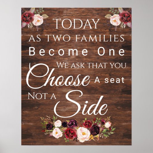 Burgundy Floral Kies een stoel Poster (Voorkant)