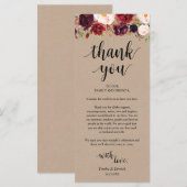 Burgundy Floral Kraft Place - Beeldscherm Programmakaart (Voorkant / Achterkant)