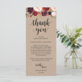 Burgundy Floral Kraft Place - Beeldscherm Programmakaart (Staand voorkant)