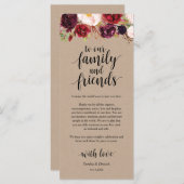 Burgundy Floral Kraft Place - Beeldscherm Programmakaart (Voorkant / Achterkant)