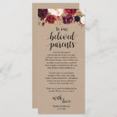 Burgundy Floral Kraft Place - Beeldscherm Programmakaart (Voorkant / Achterkant)