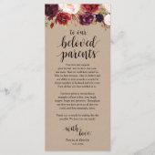 Burgundy Floral Kraft Place - Beeldscherm Programmakaart (Voorkant)