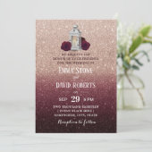 Burgundy Floral Lantern Roos Gold Ombre Wedding Kaart (Staand voorkant)
