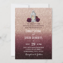 Burgundy Floral Lantern Roos Gold Ombre Wedding