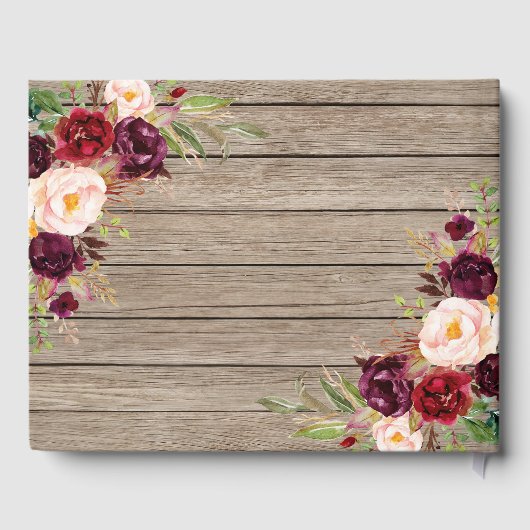 Burgundy Floral Lantern String Lights Wedding Gastenboek (Achterkant)