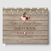 Burgundy Floral Lantern String Lights Wedding Gastenboek (Voorkant)