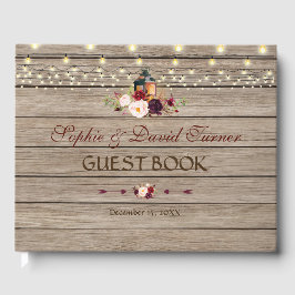 Burgundy Floral Lantern String Lights Wedding Gastenboek