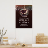 Burgundy Floral Lantern Wedding Welcome Sign Poster (Keuken)