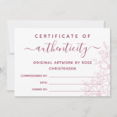 Burgundy Floral Larger Certificate of Authenticity (Voorkant)