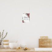 Burgundy Floral Leafy Weddenschap Welkomstteken Poster (Keuken)