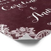 Burgundy Floral Lights Weddenschap Welkom Poster (Hoek)