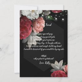 Burgundy Floral lighwill is mijn bruidsmeisje Kaart