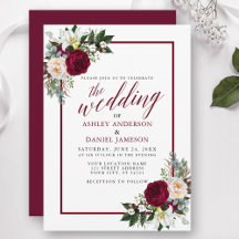 Burgundy Floral Lijst Greenery Calligraphy Wedding