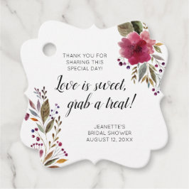 Burgundy Floral Love is Sweet Treat Vrijgezellenfe Bedankjes Labels