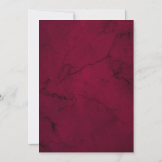 Burgundy Floral Marble Geometric Wedding Save The Date (Achterkant)