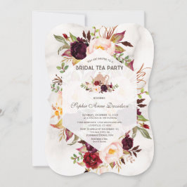 Burgundy Floral Marble Vrijgezellenfeest Tea Party Kaart