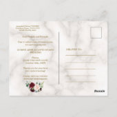 Burgundy Floral Marble Wedding Postponed New Plan Briefkaart (Achterkant)
