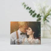 Burgundy Floral Married en Merry kerstfoto Feestdagenkaart (Staand voorkant)